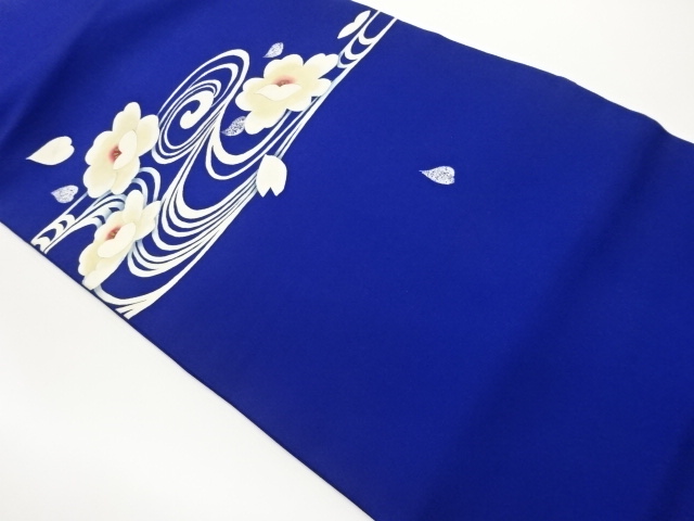 塩瀬銀彩花に流水模様名古屋帯